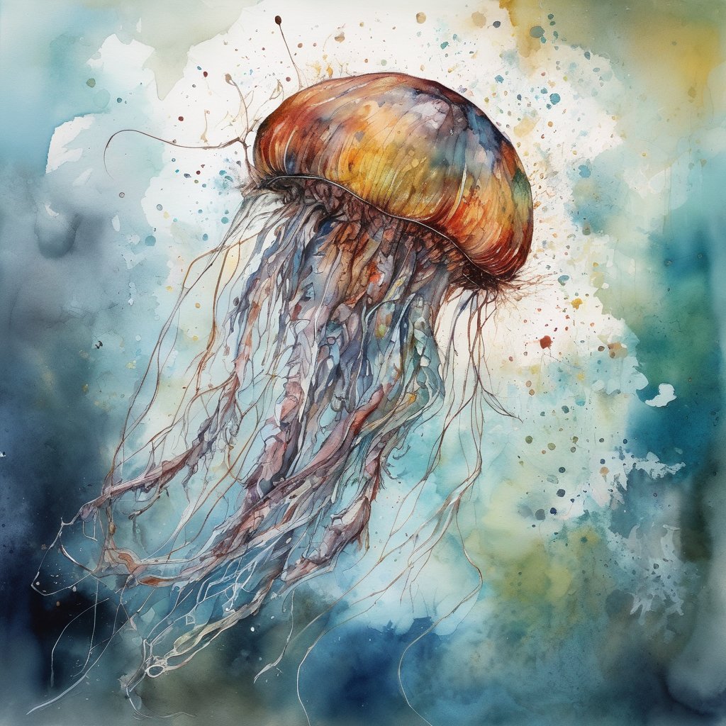 🌊 Just drifting, a peaceful jellyfish in the vast ocean. 🌌 The gentle  ebb and flow of the tides cradle me, as I move with the currents, a  serene existence in this liquid world. 💙 #Jellyfish #NatureMeditation #AquaticBeauty #SeaCreatures #JellyfishArt