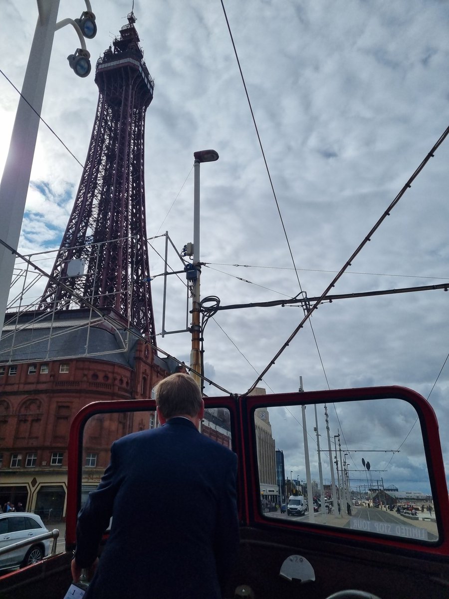 On-board the open top 'boat' tram at #Blackpool summer 2023