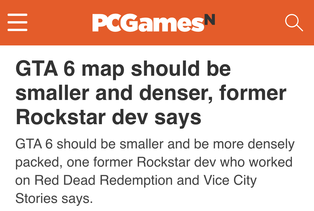 GTA 6 map should be smaller and denser, former Rockstar dev says