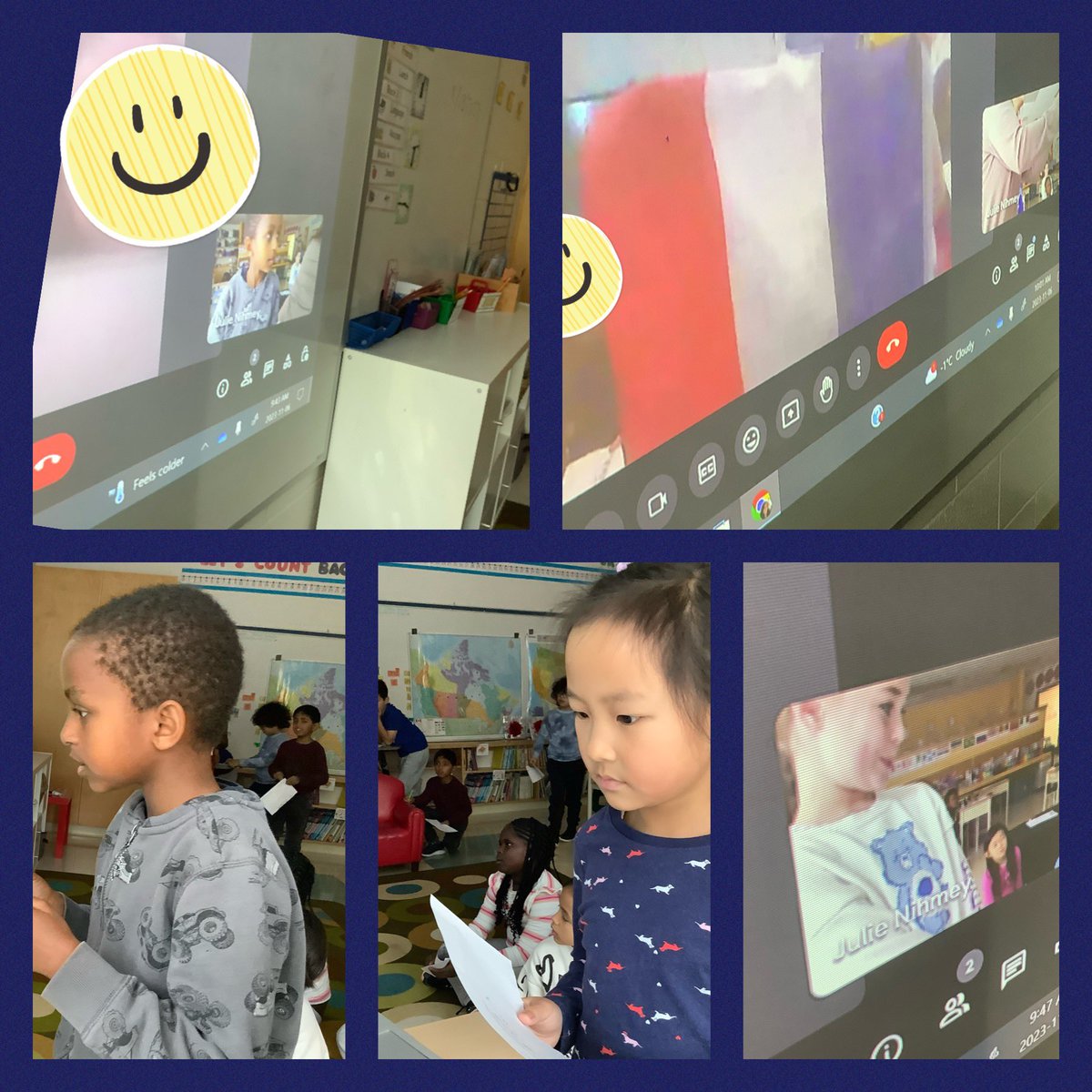 Today we did a #mysteryskype with @arperrier’s class in Montauroux France! We had to ask yes or no questions to try to find out where they were from and they had to do the same! They guessed Canada and then Ottawa. We guessed France! @StAnneOCSB