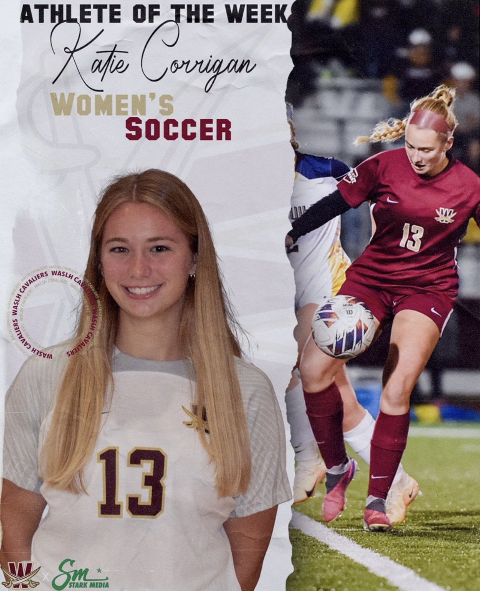 WalshCavaliers's tweet photo. Walsh Female Athlete of the Week is Katie Corrigan⚽️🏆
Katie scored 2 goals for the Cavs this week! 
#SwordsUp https://t.co/djdGjSmNMu