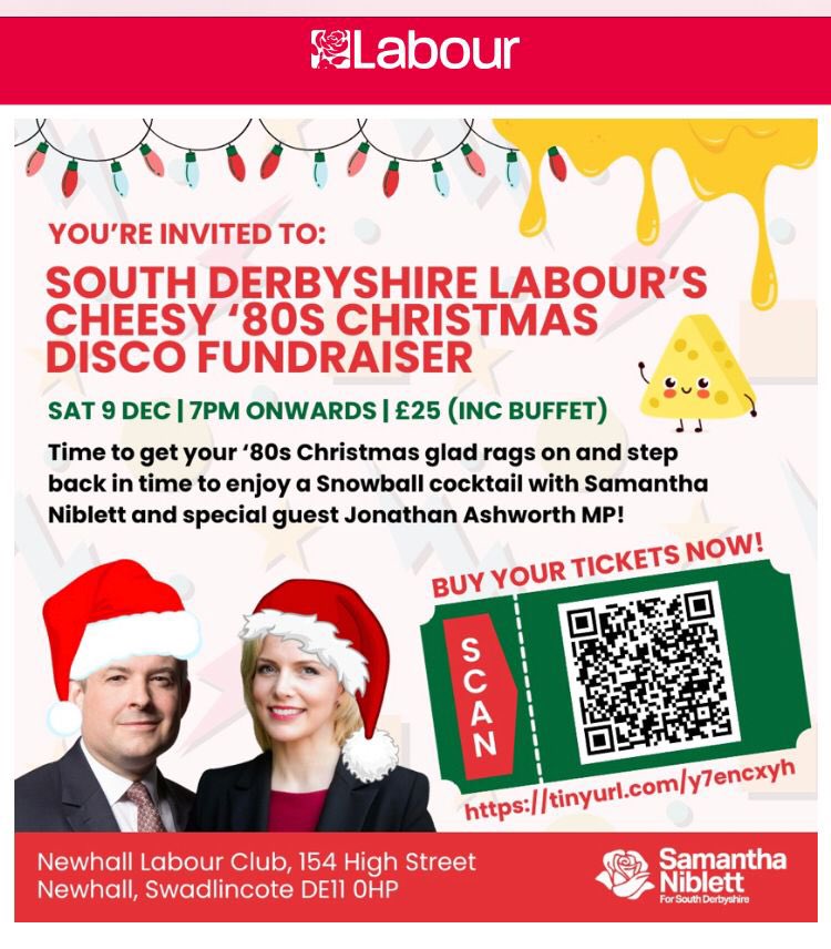 SamanthaNiblet4's tweet photo. Very excited for this Cheesy 80s Christmas Disco #SouthDerbyshire #fundraiser

Come and join me and special guest @JonAshworth rockin’ around the #Christmas tree on 9th December.

🎄🧑‍🎄🎅

It’s going to be so much fun!

Grab your tickets here:

https://t.co/RxxE6GKzZ3 https://t.co/89uWq0M5UZ
