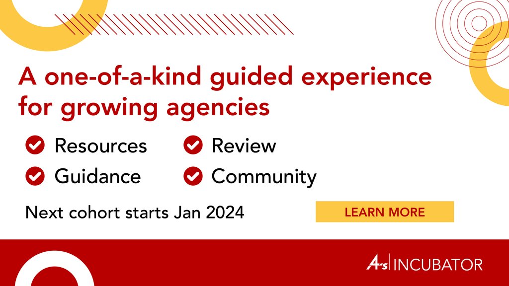 🚀 Ready to elevate your agency's success?

Join the 4A's Incubator program and help your growing agency thrive.
📅 New cohort starts in January - sign up now! aaaa.org/home-page/agen…   #4AsIncubatorProgram