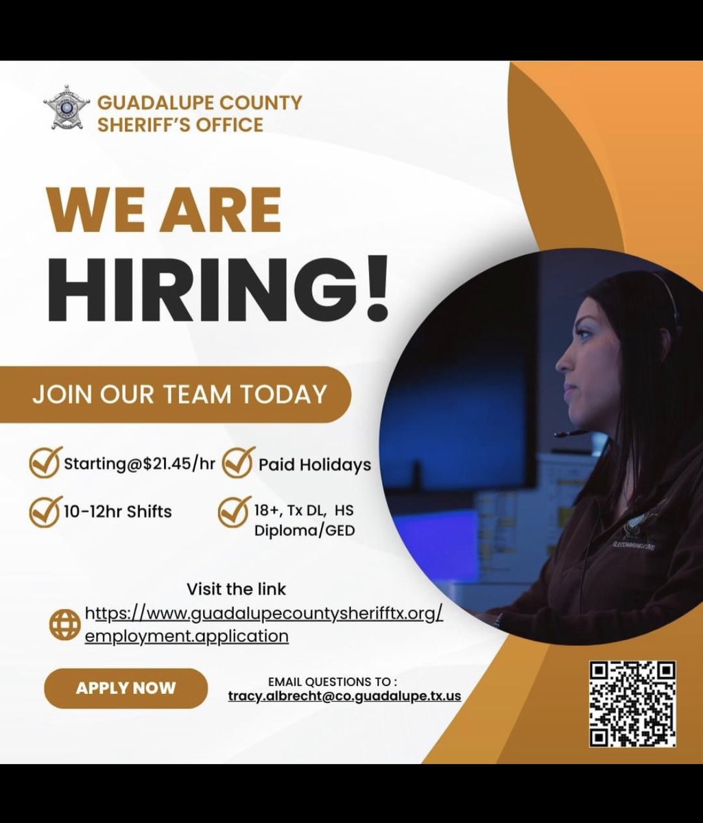Tac4878's tweet photo. Hiring 911 dispatchers! Come join our team! Great benefits and very rewarding job! Click the link for application!

https://t.co/LVJeIi7YDg https://t.co/z8g6HwVZlv