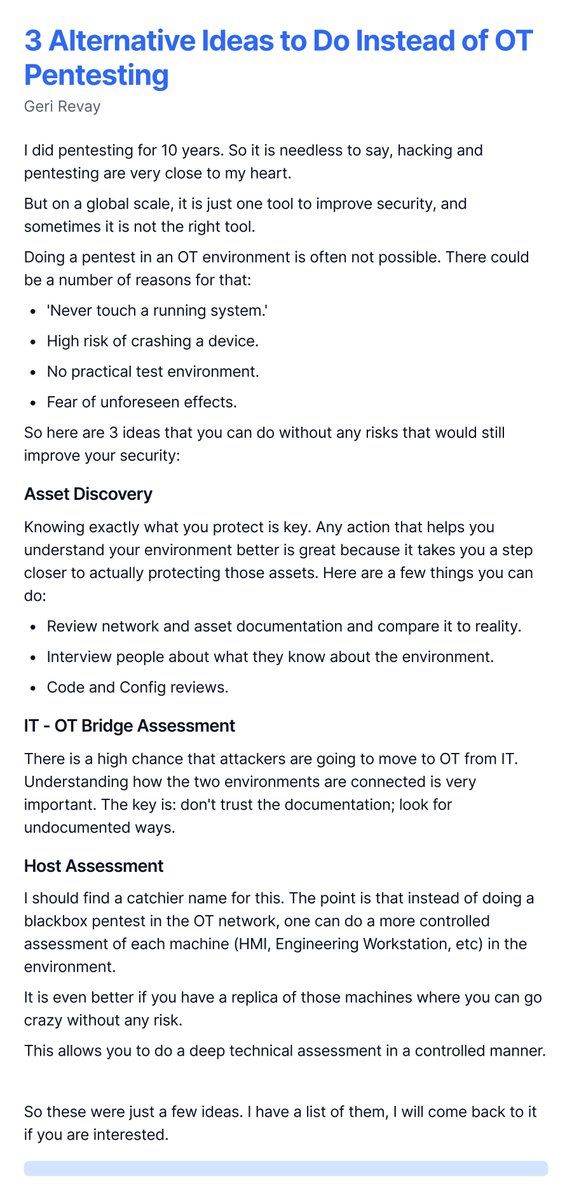 3 Alternative Ideas to Do Instead of OT Pentesting

#OT #ICS #ICSsecurity #pentesting
