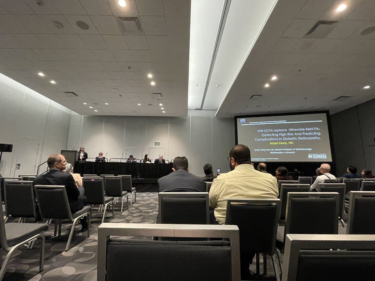 openmypages's tweet photo. Amani Fawzi presenting about OCTA in comparison to #optomap fa for diabetic retinopathy at #AAO2023 #ophthalmology #retina #optos https://t.co/DJyoxR0IpB