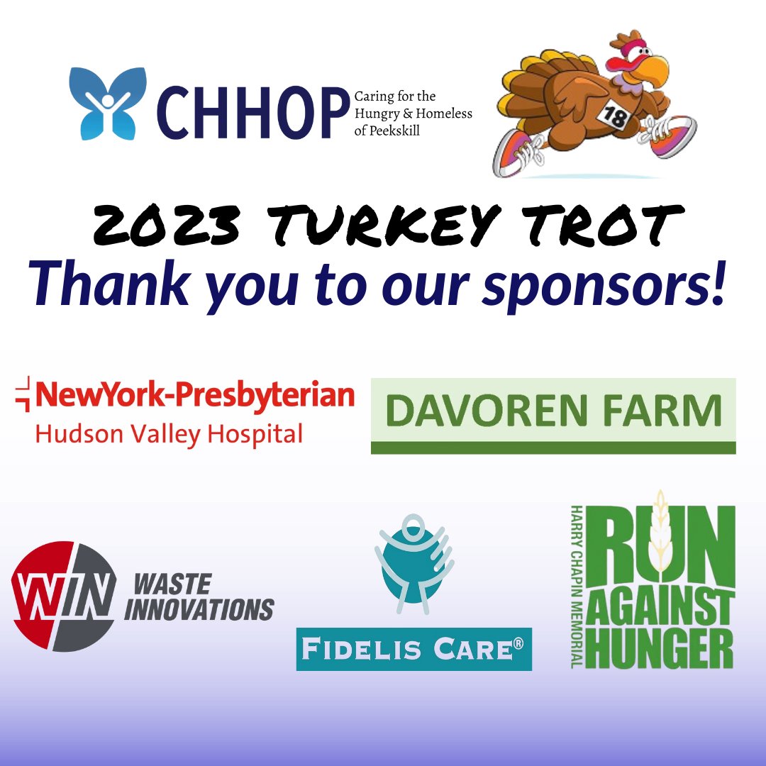 We are two weeks away from our annual Turkey Trot! We want to thank our top sponsors for their continued support and helping to make this year's event possible! 

Registration is free, all you need to do is bring a frozen turkey, ham or chicken.
bit.ly/46RC73U