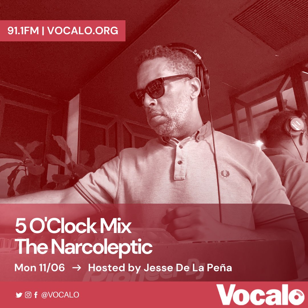 Don't miss @TheNarcoleptik tonight on the 5 O'Clock Mix! @jessedelapena brings you epic mixes from an incredible selection of DJs every weeknight from 5-6pm... Tune in at 91.1 FM 📻 Vocalo.org/player