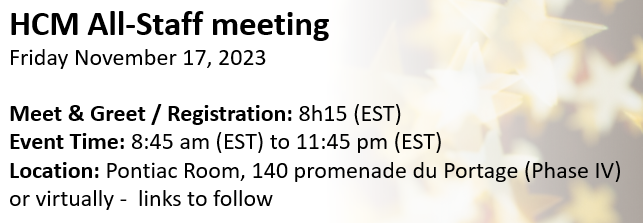 stephanecousine's tweet photo. ๐ Exciting News! Our new HCM Strategy is ready! ๐ HCM employees, join us at the HCM All Staff meeting on November 17 at 8:45 am. We can't wait to unveil our transformation plans , hear from special guests, and celebrate our HCM Stars๐See you there! #HCMStrategy #Transformation https://t.co/uTVBqpQVtU