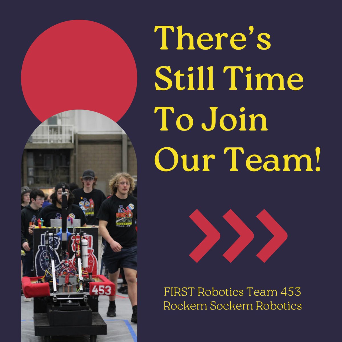 FRCteam453's tweet photo. Interested in Robotics, CAD, Manufacturing, or Business? Enhance your skills this year! Join our team by filling out the form below: 
https://t.co/MsvSoDGv1a. 

#math #Science #technology #CTE #careerandtechnicaleducation #firstrobotics #firstroboticscompetition https://t.co/aMbwBG5SfL
