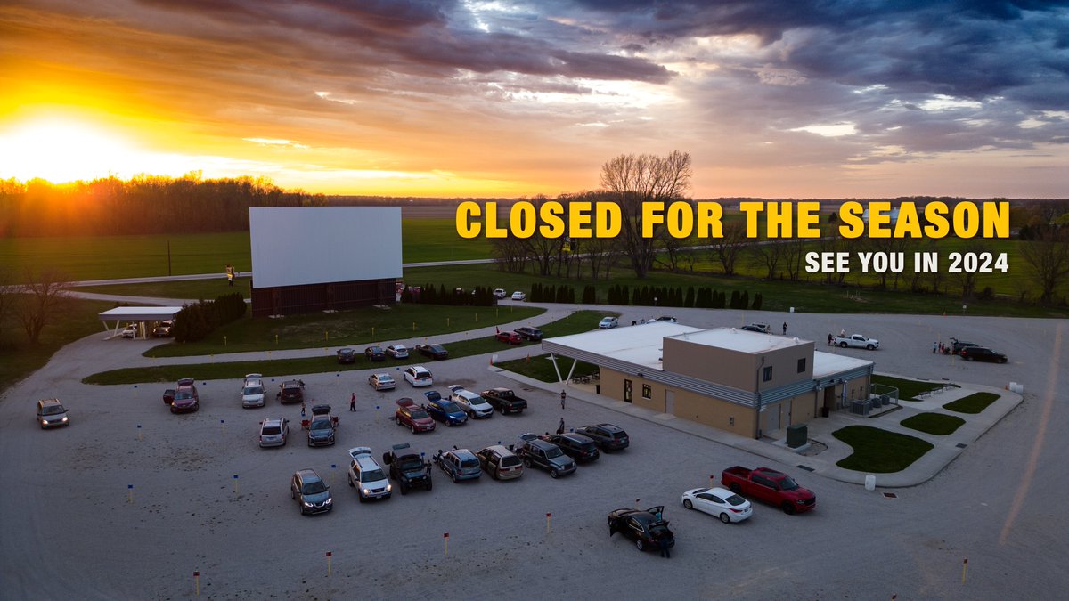 We are officially closed for the 2023 Season.

Gift Certificates &amp; Season Passes will be available for purchase in the off-season. Continue to follow us for  updates.

We will be back open in late March / early April for the 2024 Drive-In Season!

#TiffinDriveIn #SeeYouIn2024
