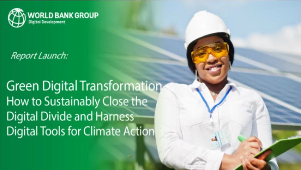 📢 Exciting news! .@WBG_DigitalDev is launching the report Green Digital Transformation on November 29th, 9-10 AM EST. Learn how #DigitalTechnologies can power adaptation efforts & support low-carbon development pathways. Register: wrld.bg/IZsC50Q45BT #ClimateChange #COP28