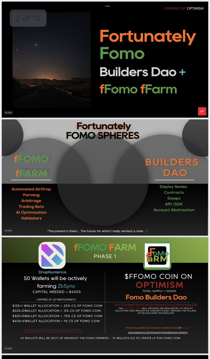 FortunatelyFomo's tweet photo. Fresh on the blockchain, @FortunatelyFomo is making its transformation into The #FFOMO Builders Dao l and the #fFOMOFARM…
Powered by @optimismFND…paired with @drophuntersio. https://t.co/WVWBITjE5f