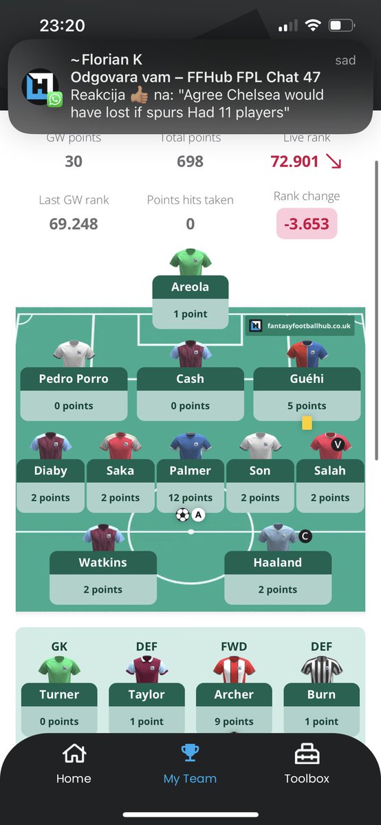 ButaraRyan's tweet photo. @LetsTalk_FPL Only 3k down  good thing I listened to you and took palmer… https://t.co/eaGX96791q