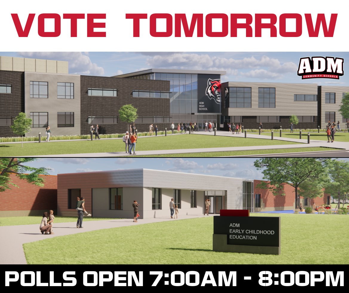 admschools's tweet photo. ⚫🔴Please share to help spread the word!⚫🔴

ADM Bond Vote 2023: Make plans to vote tomorrow, November 7. Polls will be open from 7:00am - 8:00pm.

Learn More: https://t.co/W8rFx7vjFo https://t.co/rAxhwm1s21