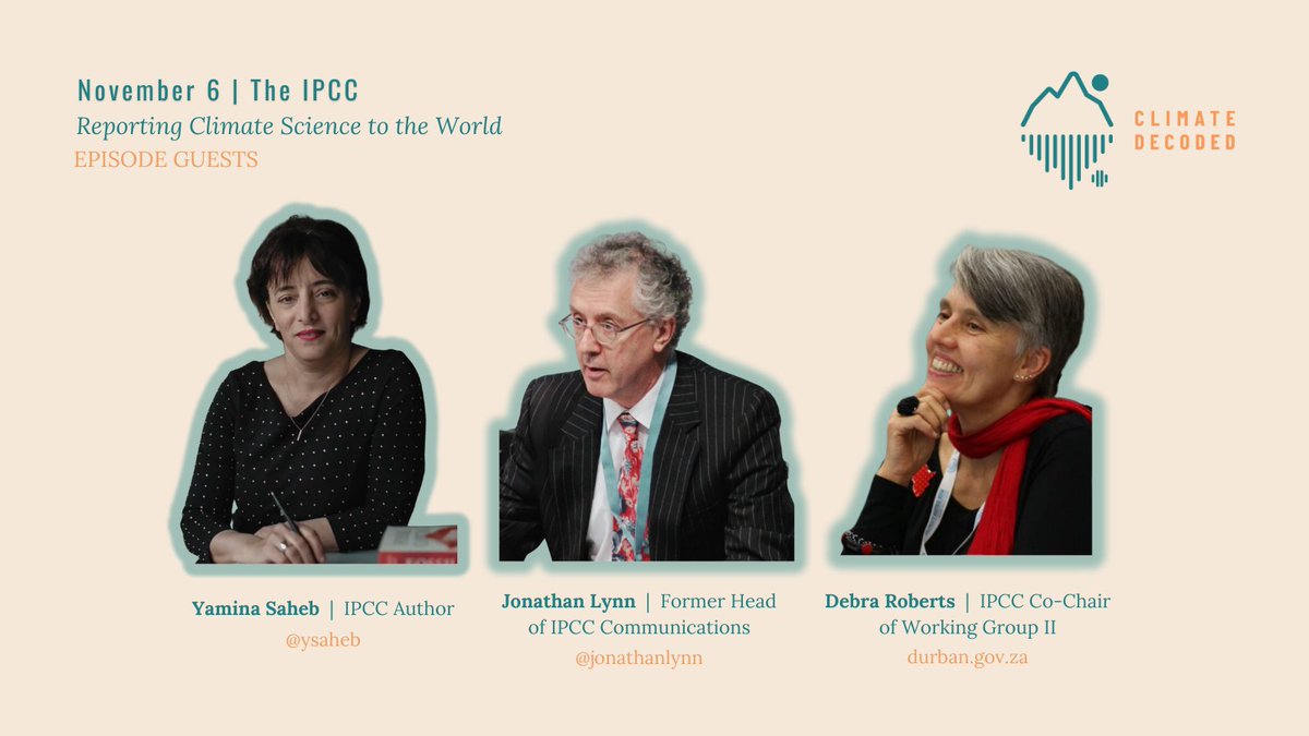 Our climate comms pod <a href="/Climate_Decoded/">Climate_Decoded</a> is live!✨We dive deep into how we talk, think &amp; act on climate change. 1st up: how <a href="/IPCC_CH/">IPCC</a> translates complex science into reports, which then inform policy, with guests <a href="/ysaheb/">Yamina SAHEB @yamsaheb.bsky.social</a> <a href="/jonathanlynn/">Lynn Jonathan Halvorson</a> &amp;Debra Roberts. Listen: podfollow.com/1713228043