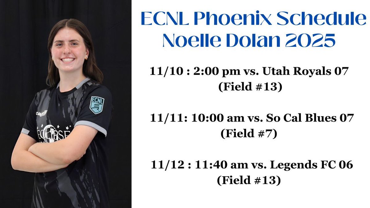 Super excited for <a href="/ECNLgirls/">ECNL Girls</a> Phoenix this weekend! ⬇️

<a href="/EclipseSelectSC/">Eclipse Select SC</a>