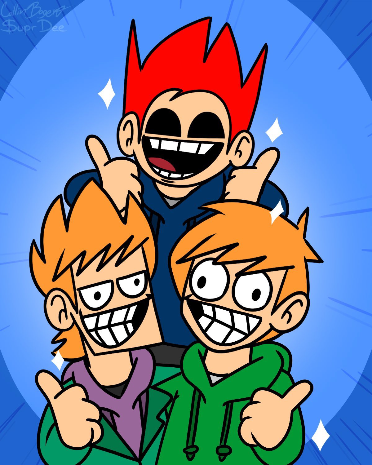 Daily Eddmatt on X: On 6/18/21 the official Eddsworld account posted this  drawing which shows Matt carrying Edd,and Tom carrying Matt,but it also  shows Matt smiling at Edd while he holds a