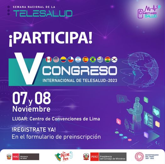 ¡Regístrate aquí  facilita.gob.pe/t/6263! No te lo pierdas.  #Telesalud #CongresoInternacional