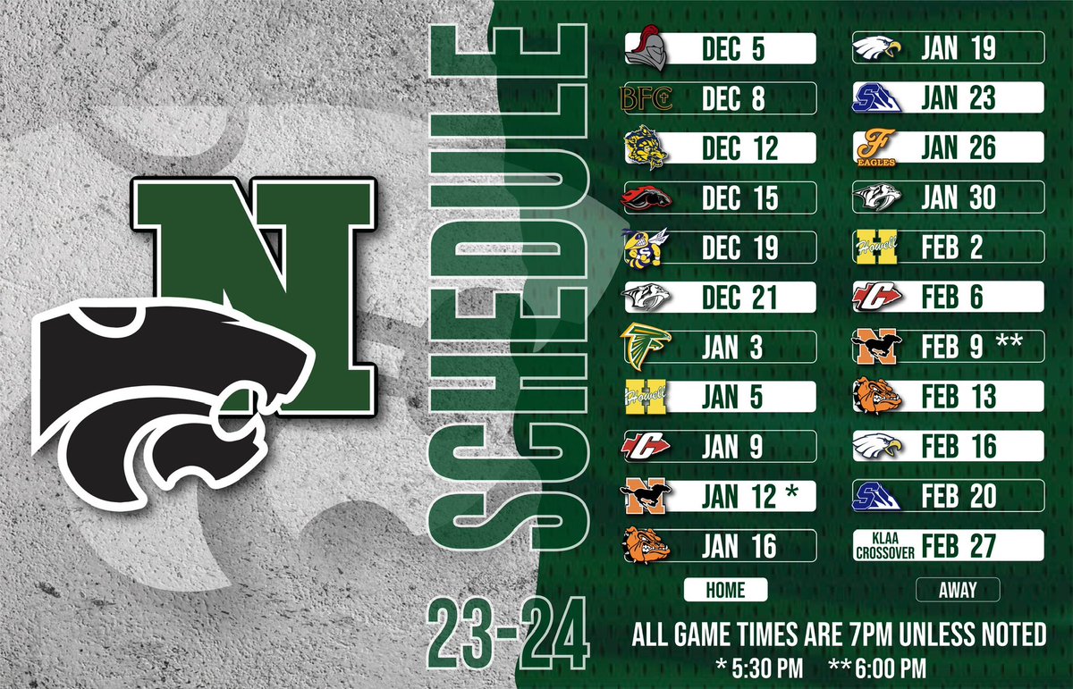 We are less than ONE MONTH away from our first game! Check out our full season schedule below! 🔥💚 #markyourcalendars  @NCSD @NoviAthletics @NHSCatPack