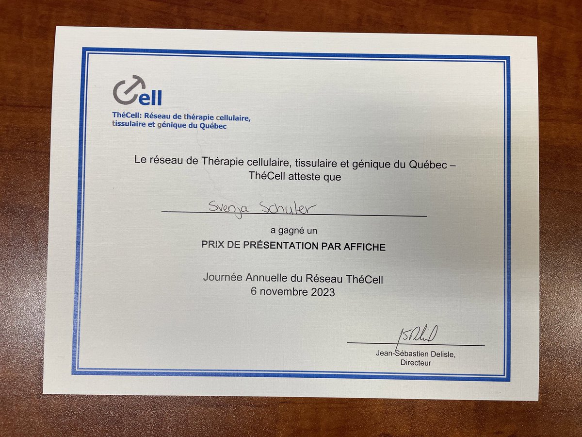 Svenja Schüler (@s_c_schueler) on Twitter photo Merci <a href="/TheCell_reseau/">Réseau ThéCell</a> for this poster presentation award at the Journée Annuelle! This was an inspiring meeting! 👩🔬 Merci <a href="/TheCell_reseau/">Réseau ThéCell</a> for this poster presentation award at the Journée Annuelle! This was an inspiring meeting! 👩🔬