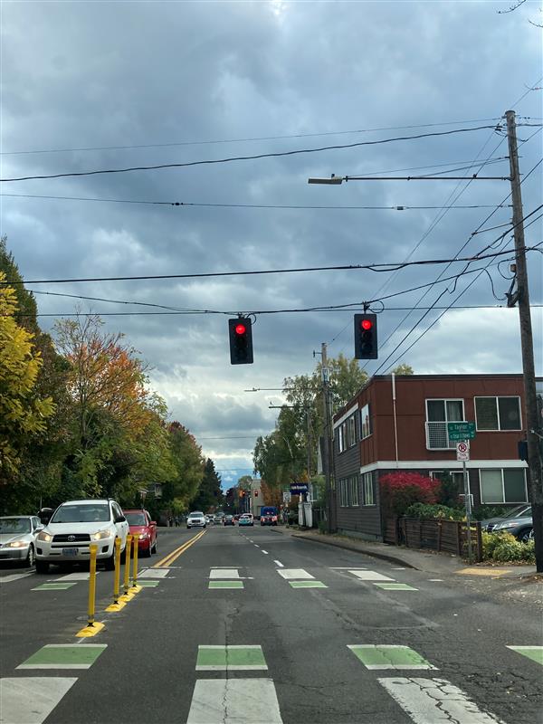 PBOTinfo's tweet image. A new diverter has been installed on SE César E Chávez Blvd at Taylor St, following the fatal crash that killed a pedestrian who was waiting for the bus at the intersection this summer.