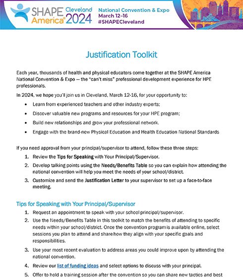 Make Your Case to Attend #SHAPECleveland with our justification toolkit‼️ It includes: Template letter to set up a meeting with your supervisor Tips for speaking with your supervisor A Needs/Benefits Table to help develop talking points 👇👇👇 convention.shapeamerica.org/Common/Uploade…