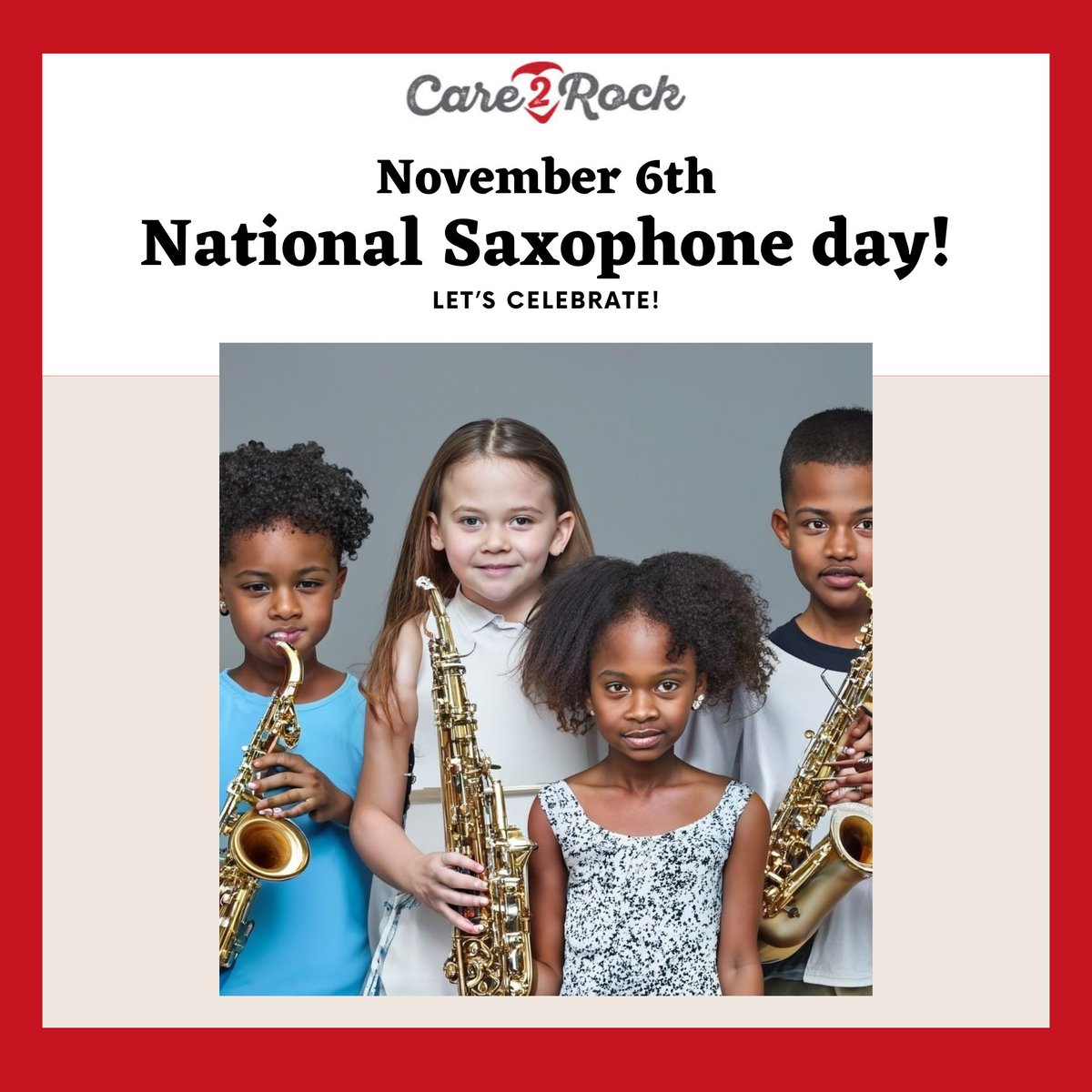 Today is National Saxophone Day! 🎷🎉 Join the celebration by listening to your favorite saxophone tunes and appreciating the incredible talent of saxophonists worldwide. 
The Easy, Affordable way to learn music from anywhere care2rock.com 
#NationalSaxophoneDay  #Music