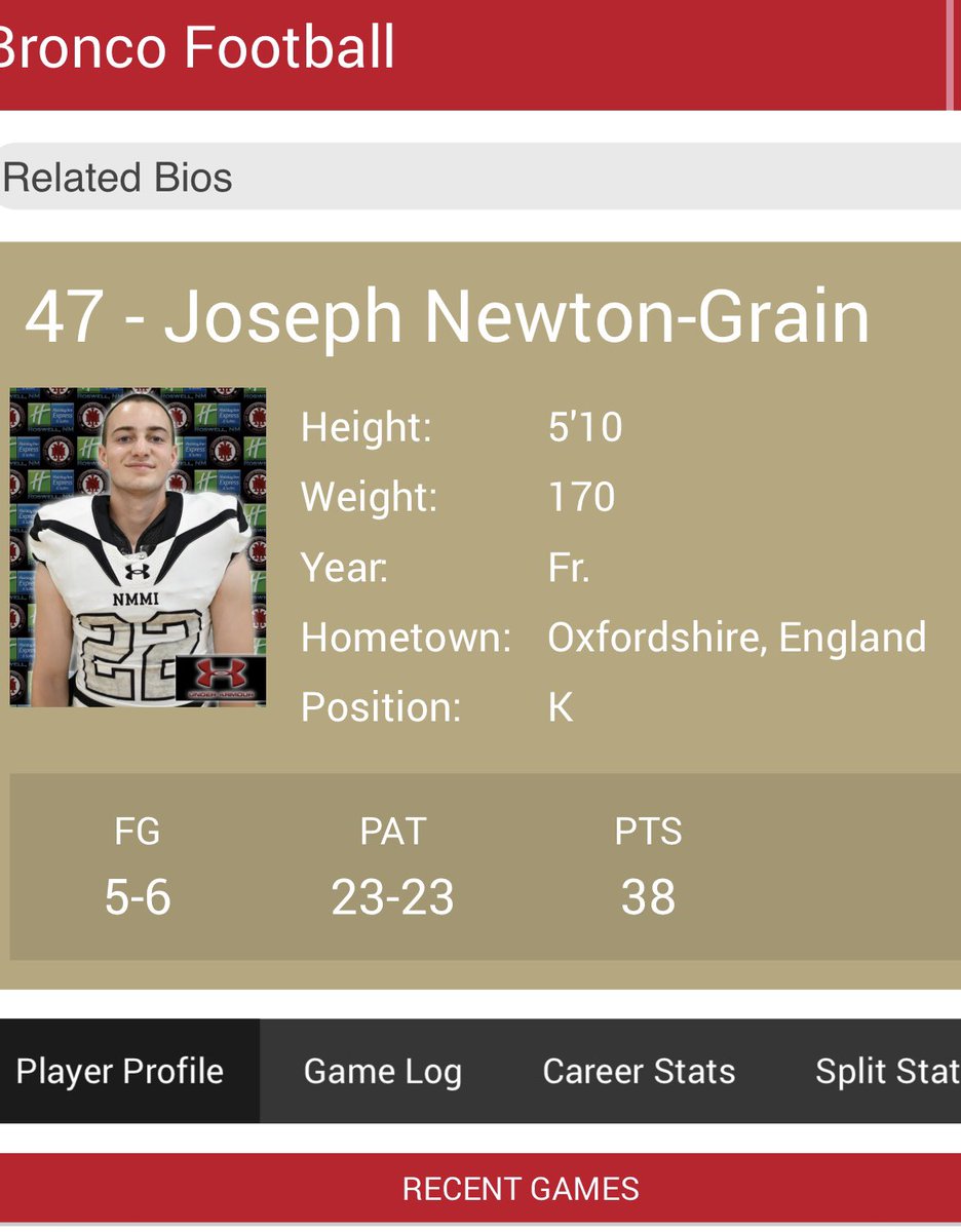 GrainNewton's tweet image. Season Highlights‼️
5/6 Field Goal (Long 43)
26/26 PAT (100%)
41 PTS
7 games played
True Freshman.
Hudl highlights!! - hudl.com/v/2MMWhE
@UnitedKicking
@CharalambousB
@CoachTaufaasau
@CoachRRod70
@CoachNellyV
@nmmibroncos