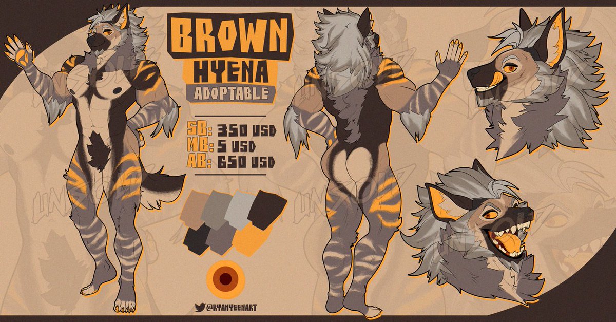 RyanYeenArt's tweet photo. 🤎 Brown Hyena Design OTA 🤎

SB: 3⃣5⃣0⃣
MI: 5⃣
AB: 6⃣5⃣0⃣

(USD only)

AB Unlocks a Custom Fullbody Outfit and NSFW Vers (must be +18yo) 

Send me a DM or comment in the ⛓️ below to offer! https://t.co/NB6aAGer0Q