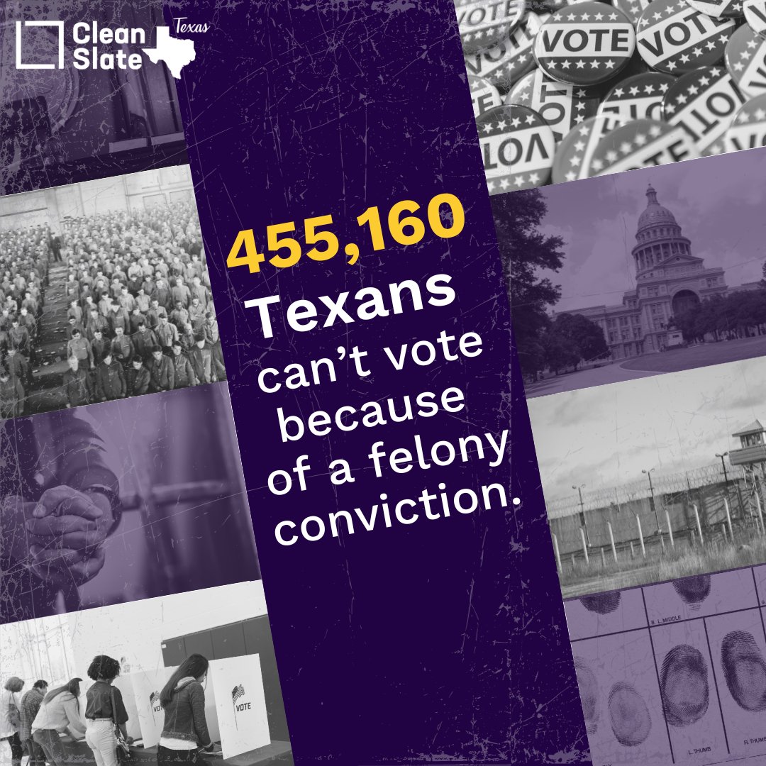 More than 450,000 Texans can’t vote because of a past #felony charge. Exercise your right to #vote for those who can’t. #ElectionDay