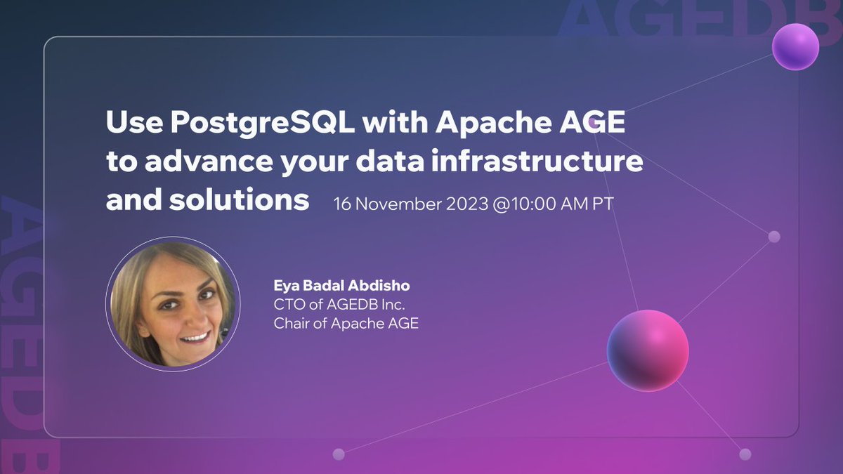 Next Thursday! 

Learn how to:
✅Enhance data analytics with Apache AGE's #GraphDatabase features.
✅Integrate graph capabilities seamlessly into your existing #PostgreSQL setup.
✅Explore AGEDB's forward-thinking roadmap for #data solutions.

#OpenSource
us06web.zoom.us/webinar/regist…