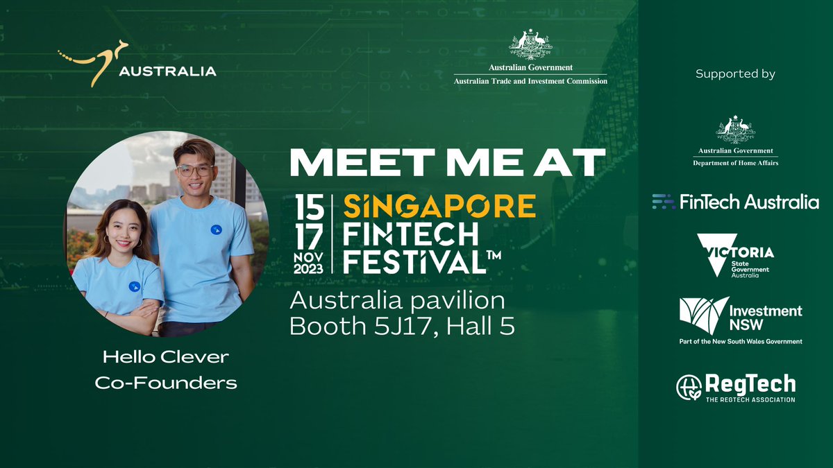 🥁 drumroll please... 🔥

Who knew financial innovation could be this much fun? When two Co-Founders hit the Fintech Festival 👀

Our Co-Founders <a href="/carolineqtran/">Caroline Tran</a> and <a href="/gavinnguyen_/">Gavin Nguyen</a> will be heading to Singapore FinTech Festival with Investment NSW and Australian Trade and Investment