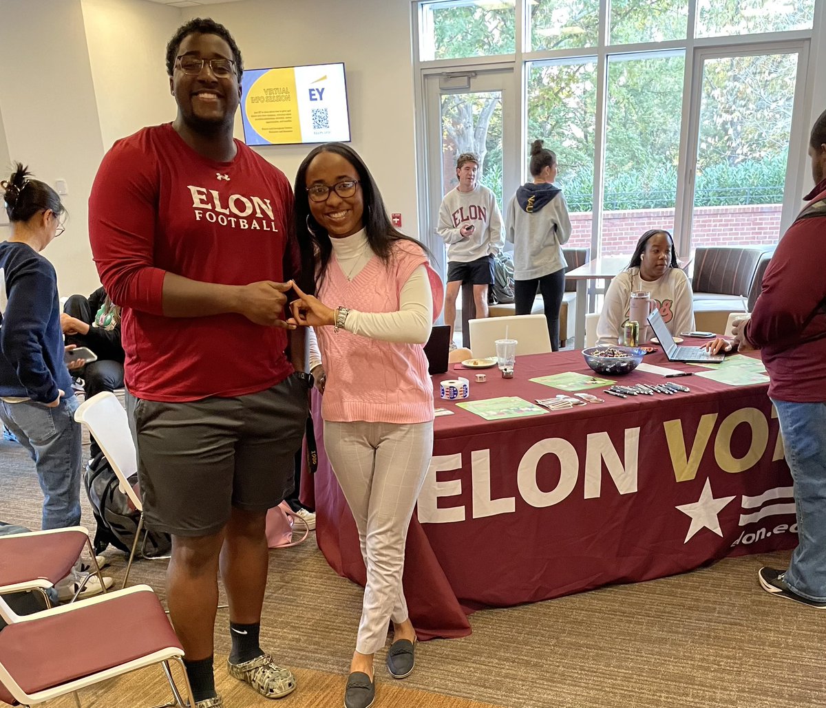 Shoutout to our guy <a href="/AhmarionM/">Ahmarion McLeod</a> for helping out at the voter registration event today on campus!

#AED