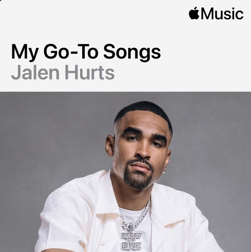 PHLEaglesNation's tweet photo. Jalen Hurts dropped his go-to playlist on Apple Music: “This is the music I listen to during training camp: warming up, in the car, locker room or studying film.. I’m an old soul and I love slow jams. I just keep a running list of songs that I can go to 24/7 no matter the scenario.”

The playlist features Anita Baker, Luther Vandross, JayDaYoungan, Al Green, and more.

https://t.co/zSwS5kbrMQ