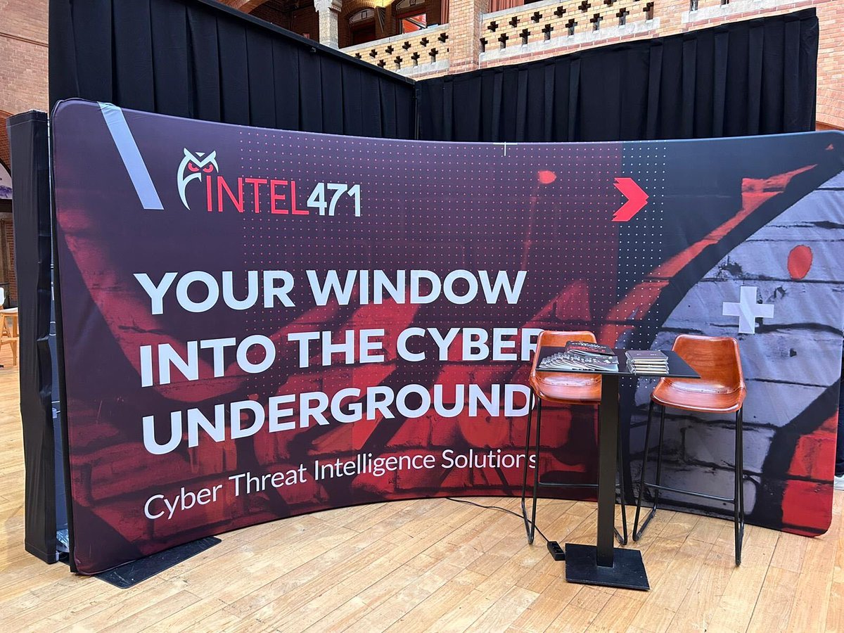 Intel471Inc's tweet photo. We're out here at the FS-ISAC EMEA Summit in Amsterdam! Let's catch up at stand #18 and join us Tuesday night at Bar Baksteen for our CTI Networking Event with @Silobreaker. We hope to see you! 

RSVP here: https://t.co/mPxevljIgS
#Intel471 #finserv #cybersecurity #cti #fsisac https://t.co/SxvF7qZ1fU