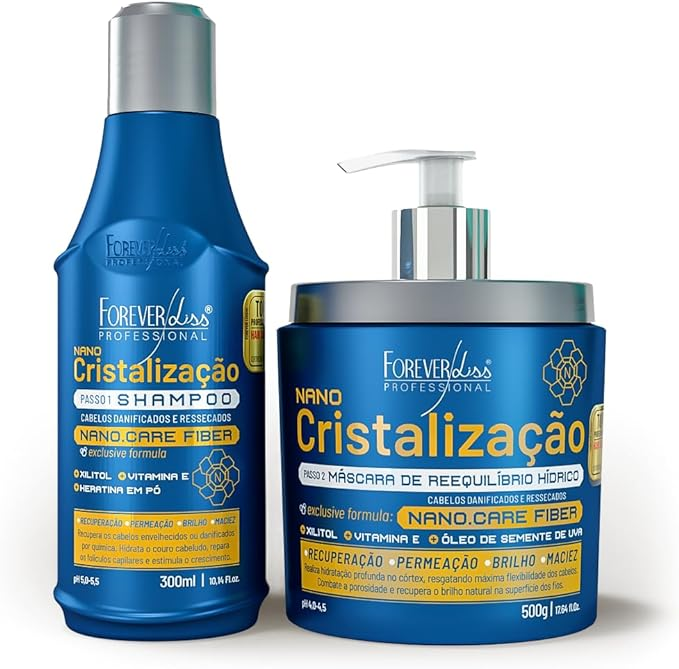 Nano Cristalização Capilar Forever Liss Kit Shampoo 300ml e Máscara 500g