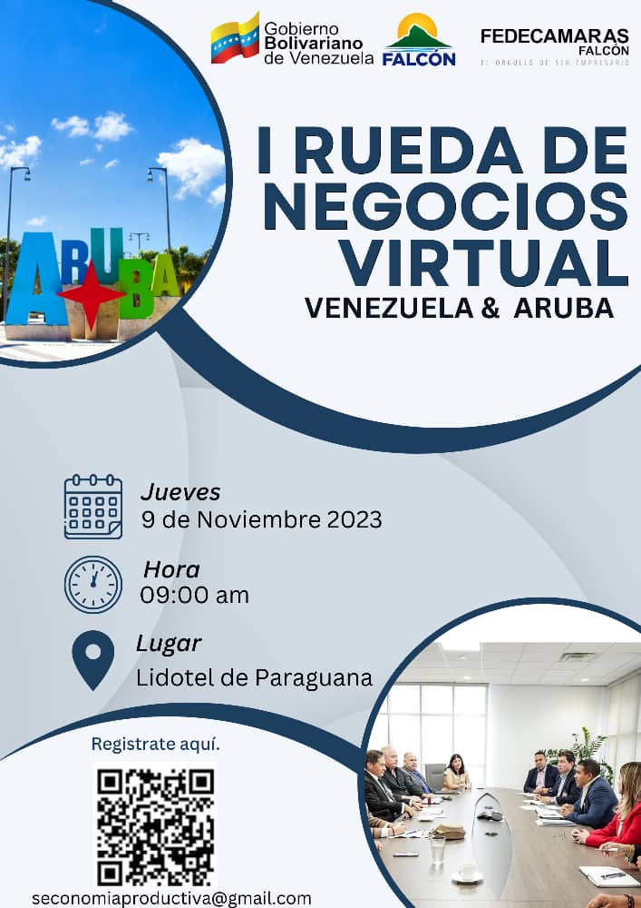 JuanGotopo's tweet photo. #Falcon De la misma manera, tambien para este #9Noviembre se realizara una rueda de negocios virtual entre #Venezuela y #Aruba. Puedes participar escaneando el codigo QR y llenar el formulario de registro. 🇦🇼🇻🇪 https://t.co/rM74OPTEg5