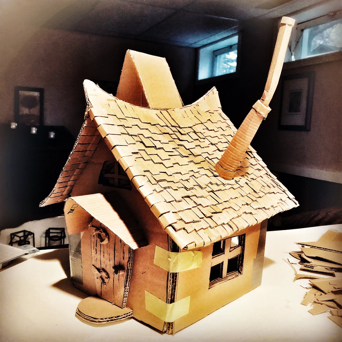 maggielwood's tweet photo. Am making a fairy cottage out of cardboard by following a YouTube tutorial by Creative Mom. What that crafter can make out of cardboard, egg carton, and paint is truly amazing! 🧚‍♀️🏡🍄

#fairycottage #cardboardart #cardboardcrafts https://t.co/Sxp8CAtr4M