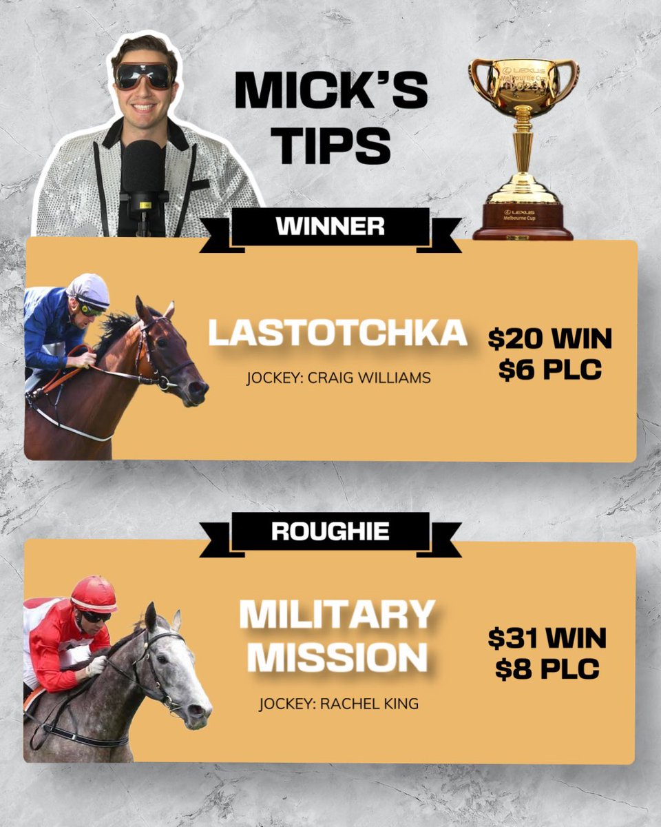 thecastpatrol's tweet photo. MELBOURNE CUP TIP-SHEET ✅🐎
Who is your winner & best roughie? 💸
#bestbets #dabble #melbournecup #melbournecuptips #horseracingtips #melbournecupday #melbournecup2023 #vauban #ryanmoore #williemullins #lexusmelbournecup #melbcup #melbournecup23 #flemington #goldtrip #jamesmcdonald #melbournecupbetting #freetips #horseracingtips #horseracing #futurehistory #melbourne #predictions #tips #punting #melbournecuptips