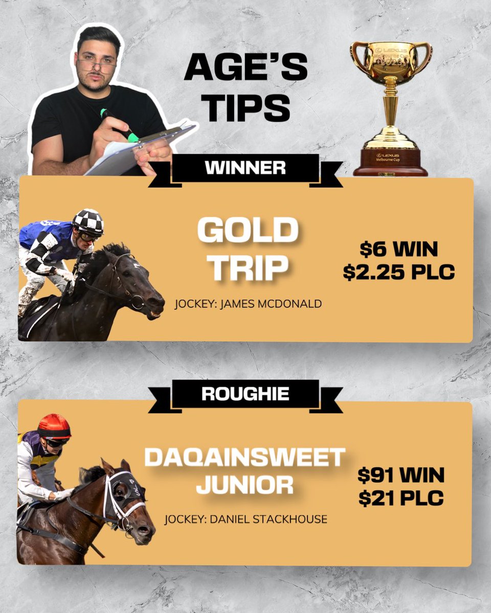 thecastpatrol's tweet photo. MELBOURNE CUP TIP-SHEET ✅🐎
Who is your winner & best roughie? 💸
#bestbets #dabble #melbournecup #melbournecuptips #horseracingtips #melbournecupday #melbournecup2023 #vauban #ryanmoore #williemullins #lexusmelbournecup #melbcup #melbournecup23 #flemington #goldtrip #jamesmcdonald #melbournecupbetting #freetips #horseracingtips #horseracing #futurehistory #melbourne #predictions #tips #punting #melbournecuptips