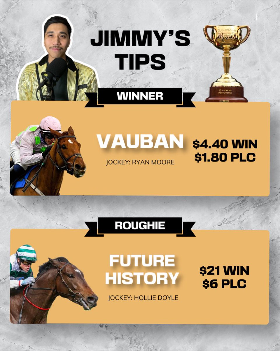thecastpatrol's tweet photo. MELBOURNE CUP TIP-SHEET ✅🐎
Who is your winner & best roughie? 💸
#bestbets #dabble #melbournecup #melbournecuptips #horseracingtips #melbournecupday #melbournecup2023 #vauban #ryanmoore #williemullins #lexusmelbournecup #melbcup #melbournecup23 #flemington #goldtrip #jamesmcdonald #melbournecupbetting #freetips #horseracingtips #horseracing #futurehistory #melbourne #predictions #tips #punting #melbournecuptips