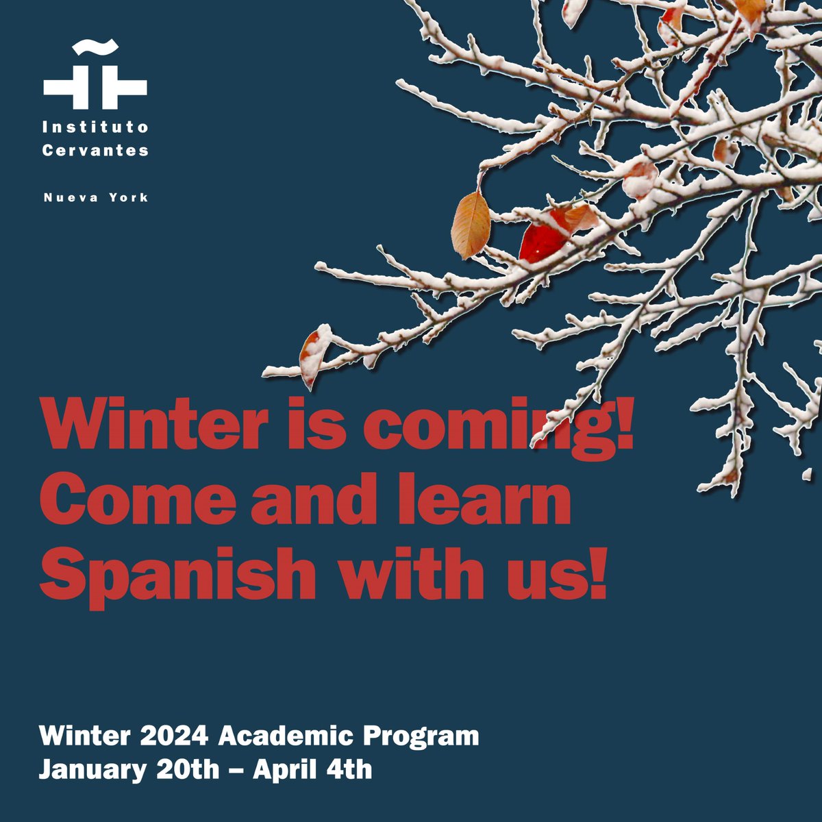 IC_NewYork's tweet image. Next Winter, learn Spanish in the heart of Manhattan! ❄⛄❤️ Classes in person and online!
All levels and all ages are welcome!
Enroll now!! bit.ly/47iHlFN
More info: classprogram@cervantes.org
#spanishclasses #learnspanish #learnspanishonline