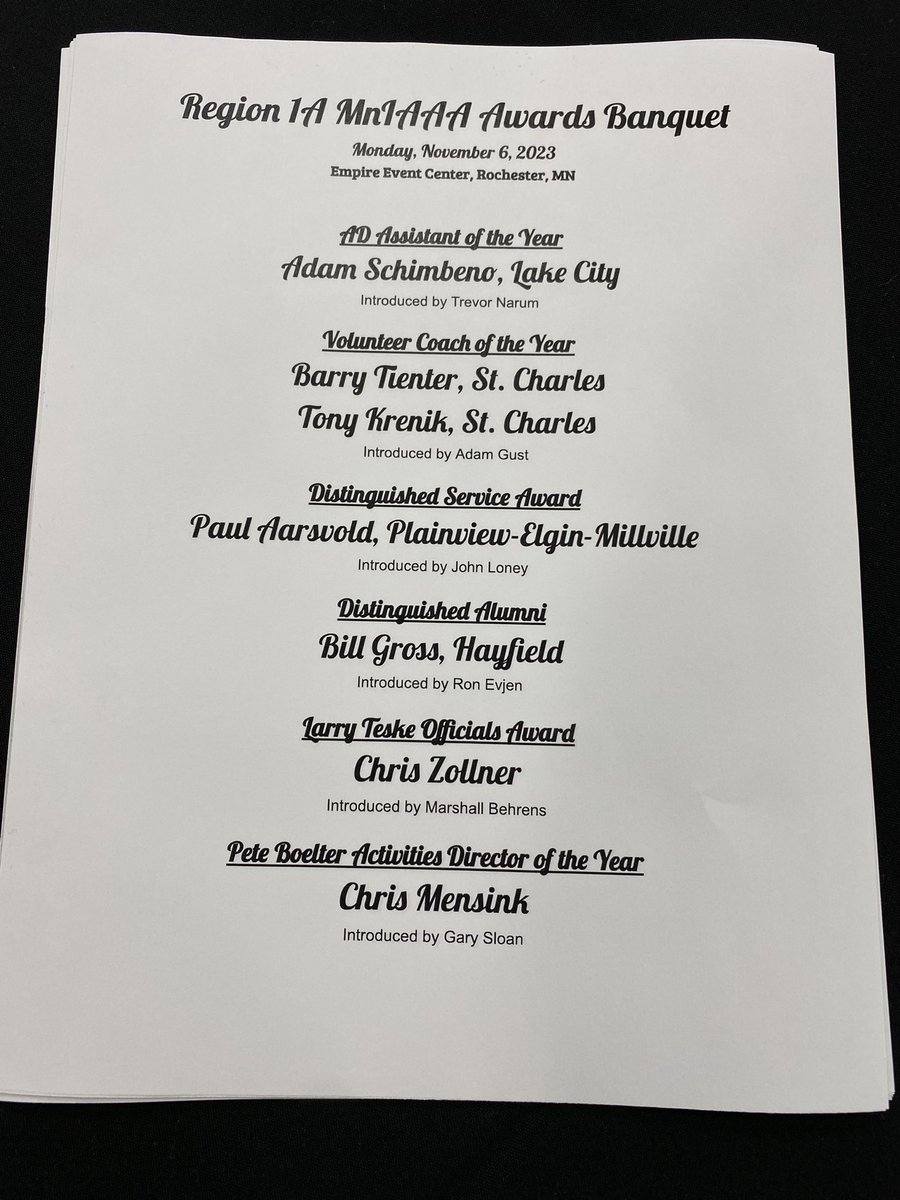 Getting ready to celebrate Region 1A excellence.