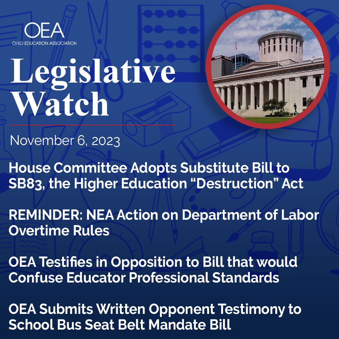 The newest @OhioEA Legislative Watch is out! 👀 Covering public education issues at the Ohio Statehouse. #publiceducationmatters #LegislativeWatch

Visit the OEA website for the full articles👇
ohea.org/legislative-wa…