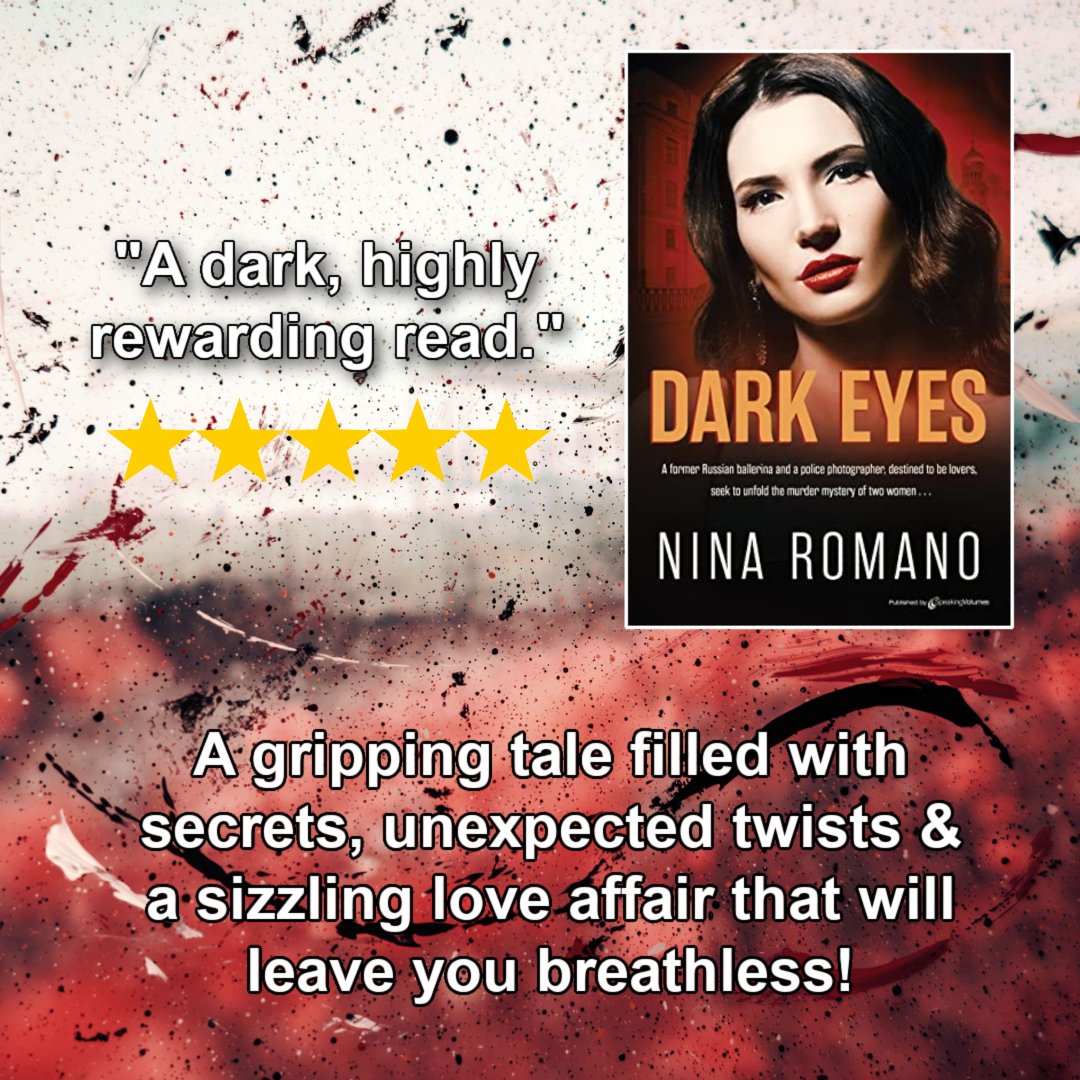 Cathy's Promos (@mcwilsonky) on Twitter photo A ballerina & a police photographer - The paths of the unlikely pair become intertwined after two brutal murders take place and envelop them both.
Dark Eyes
by Nina Romano <a href="/ninsthewriter/">Nina Romano</a>
amzn.to/44JkXn5
#mystery #romance #suspense #BooksWorthReading A ballerina & a police photographer - The paths of the unlikely pair become intertwined after two brutal murders take place and envelop them both.
Dark Eyes
by Nina Romano <a href="/ninsthewriter/">Nina Romano</a>
amzn.to/44JkXn5
#mystery #romance #suspense #BooksWorthReading