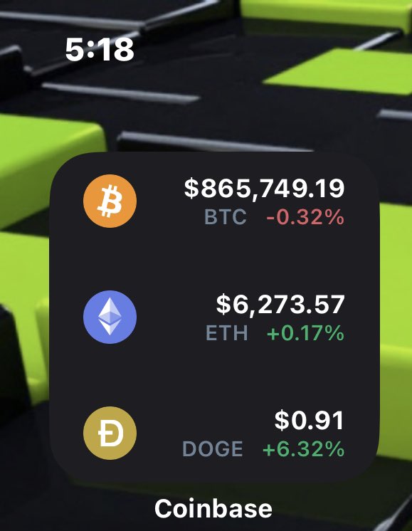 The <a href="/coinbase/">Coinbase 🛡️</a> widget on my Home Screen is living in a glorious version of the future