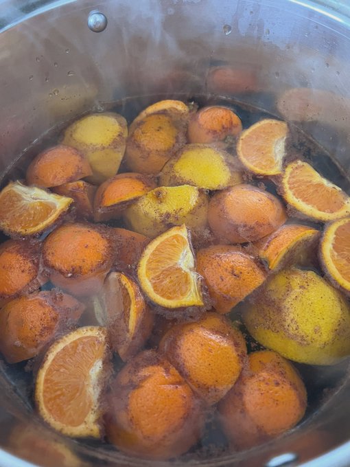 Instead of tossing out almost spoiled fruit, I created a simmer pot recipe. Mandarins, lime, along with