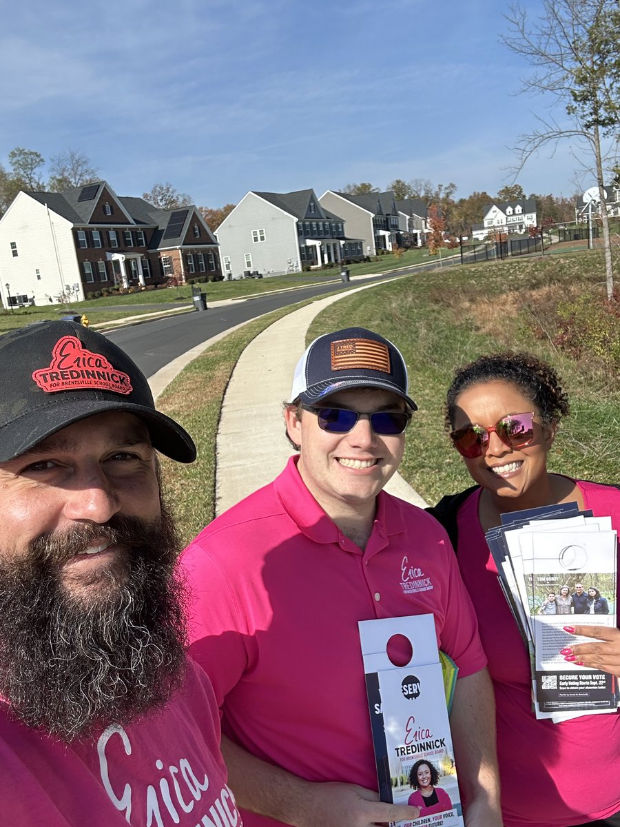 Enjoyed a fantastic morning knocking on doors with these two amazing supporters who have been with us every step of the way. Tomorrow is the big day - let's make it count! Vote Erica Tredinnick for school board! 🗳️🌟 #EricaTredinnickForSchoolBoard