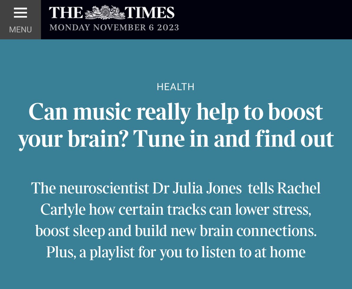 Can music really help boost your brain? Neuroscientist Dr Julia Jones talks to The Times on Saturday about the launch of our new MusicHacks project: thetimes.co.uk/article/brain-…